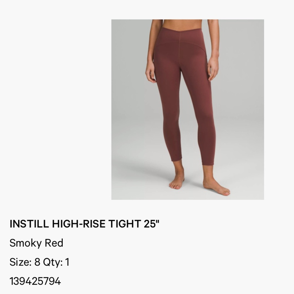 Lululemon Instill High Rise Leggings 25”